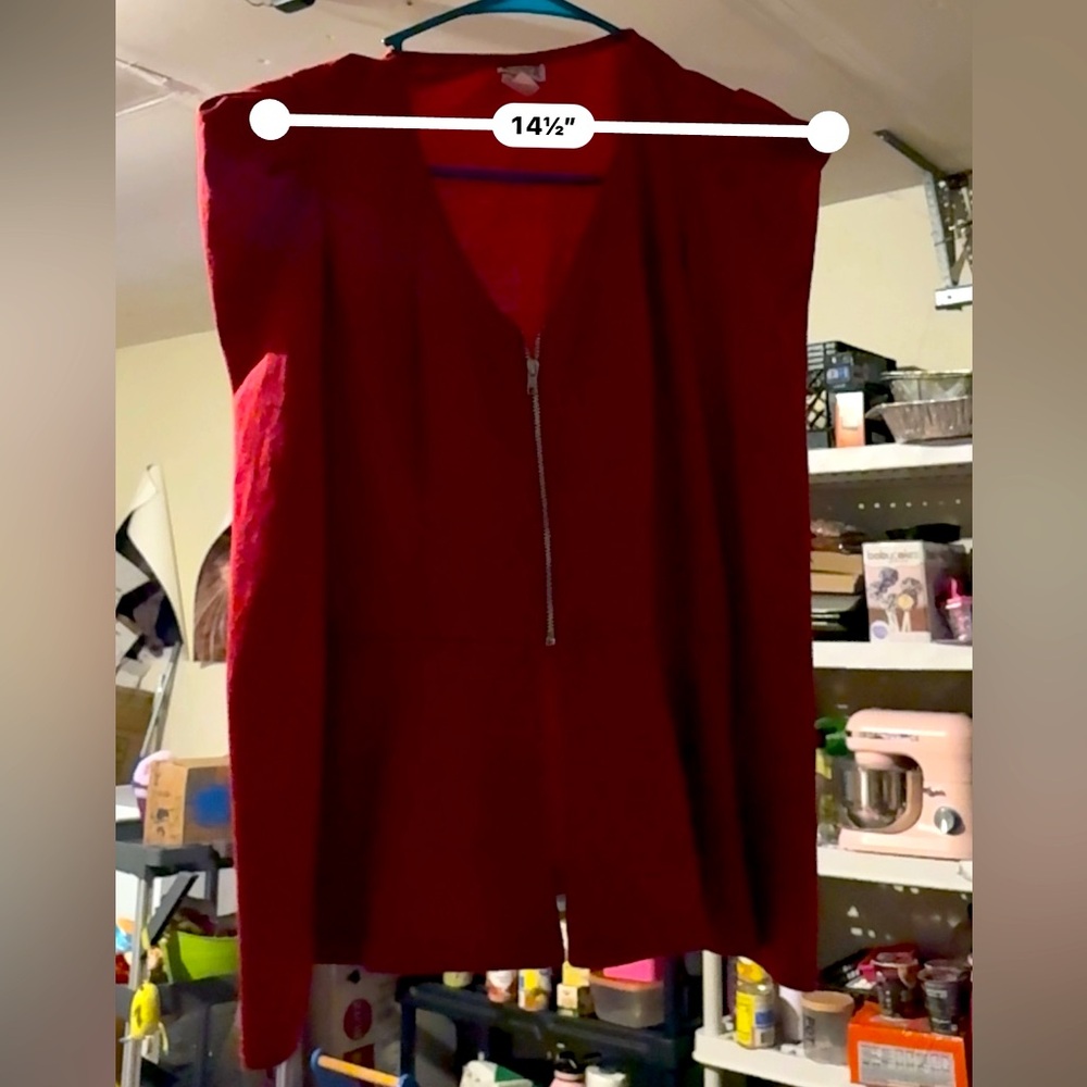 Red Zippered Women's Blouse